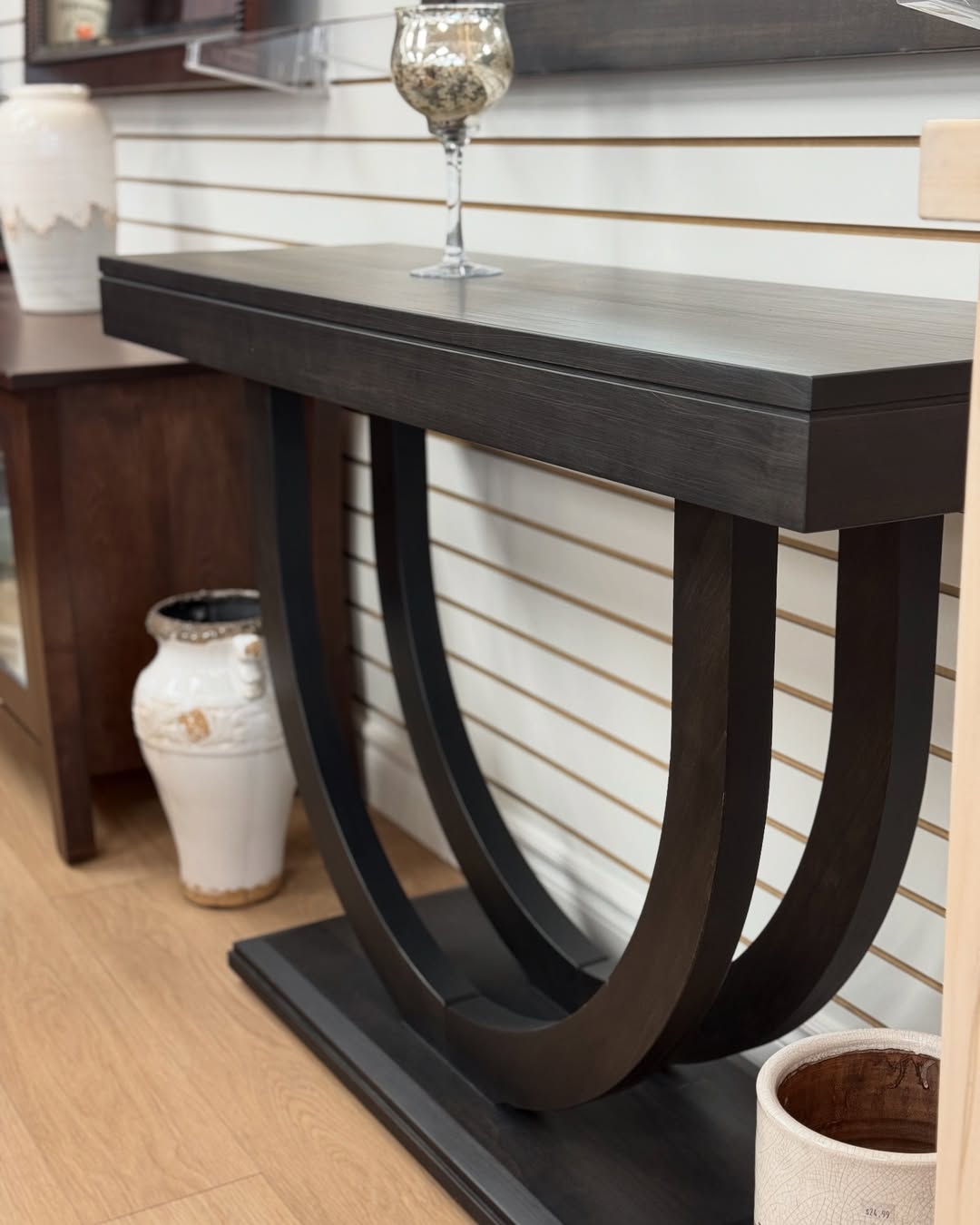 Curve your space with class @deal_emporium A modern console table that turns heads—bold curves, sleek finish, and serious style. Perfect for hallways, living rooms, or that empty wall you’ve!Enjoy you (1)
